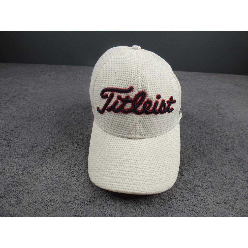Titleist New Era Golf Hat Mens L/XL White Pro V1 FootJoy Mesh Fitted Cap